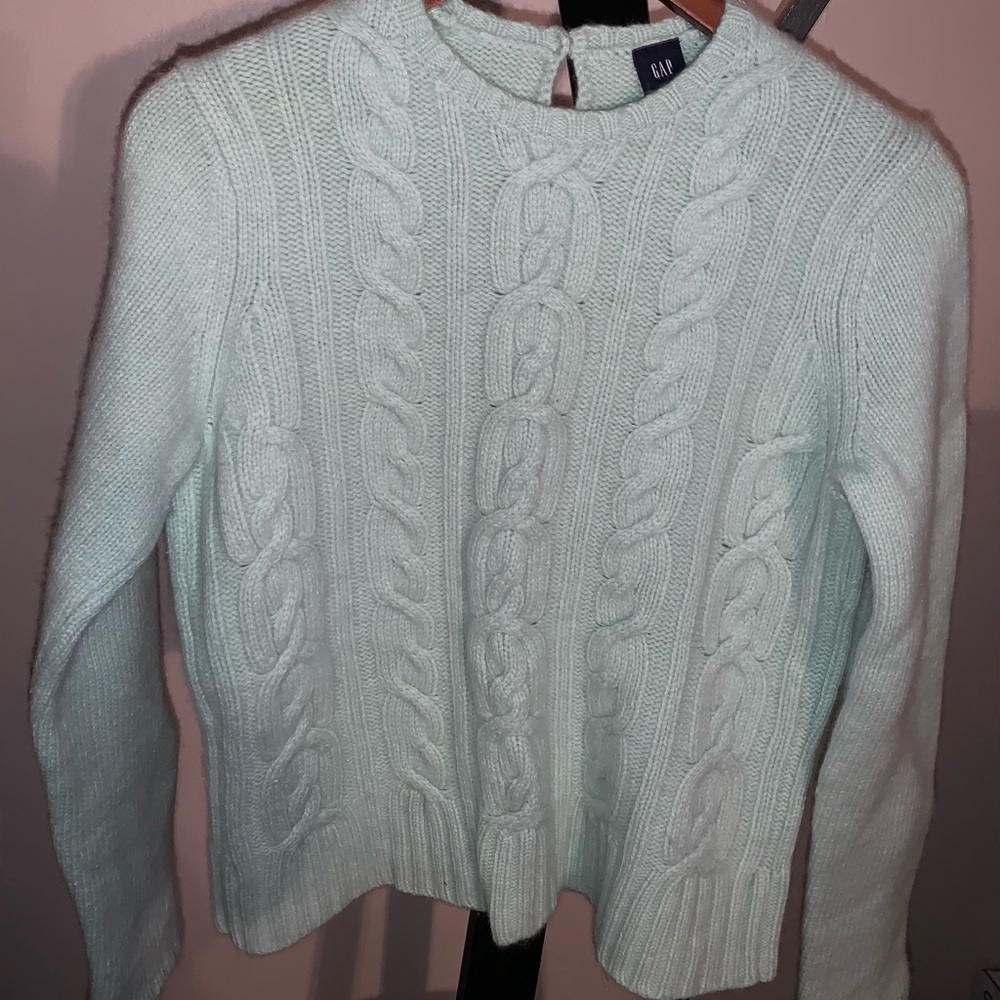 GAP Mint Green Cable Knit Sweater L